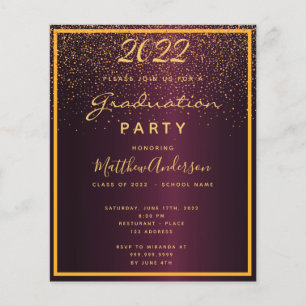 Graduation party burgundy budget invitation 2026 flyer