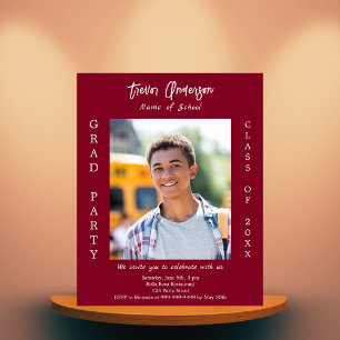 Graduation party burgundy photo invitation