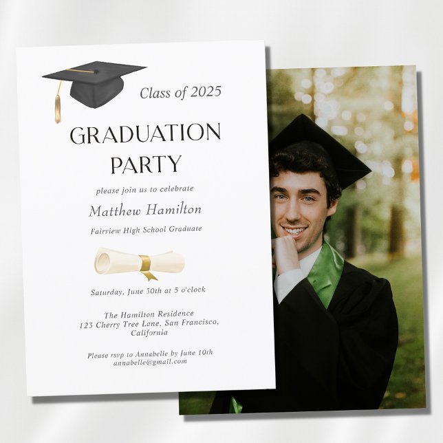 Graduation Party Cap Diploma Photo Invitation  (Creator Uploaded)