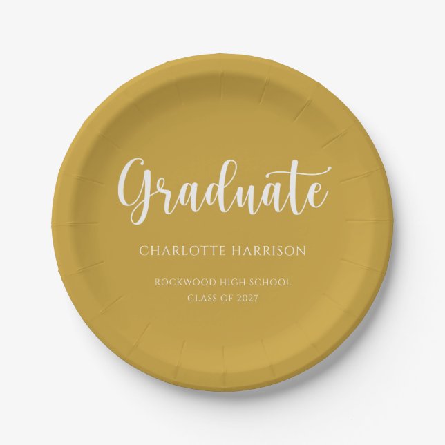 Graduation Party Casual Simple Script  Paper Plate (Front)