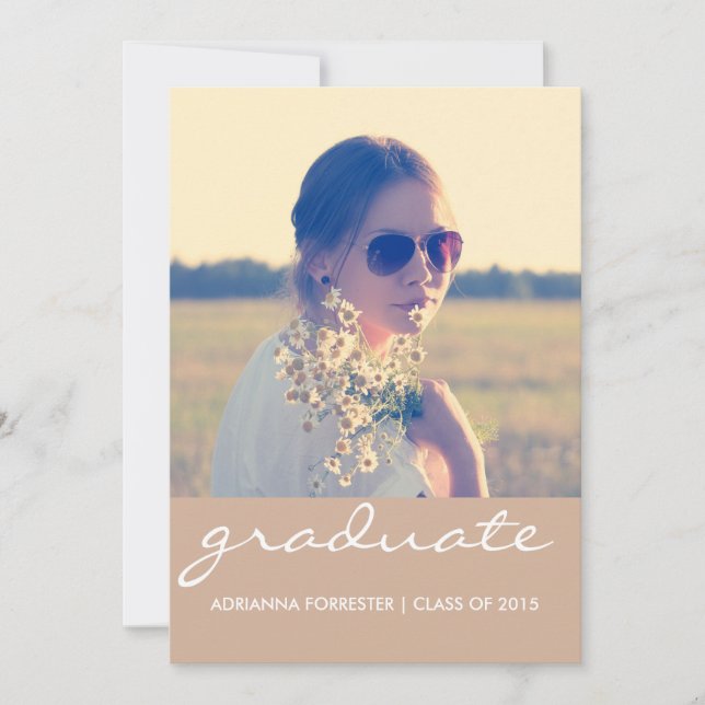 Graduation Party | Chic Beige Photo Invitation (Front)