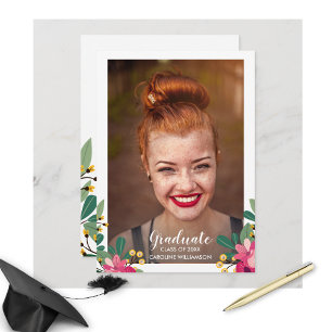 Graduation Party Chic Floral Graduate Photo Invitation