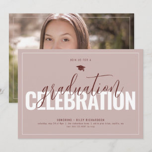 Graduation Party Chic Mauve Red Photo Invitation