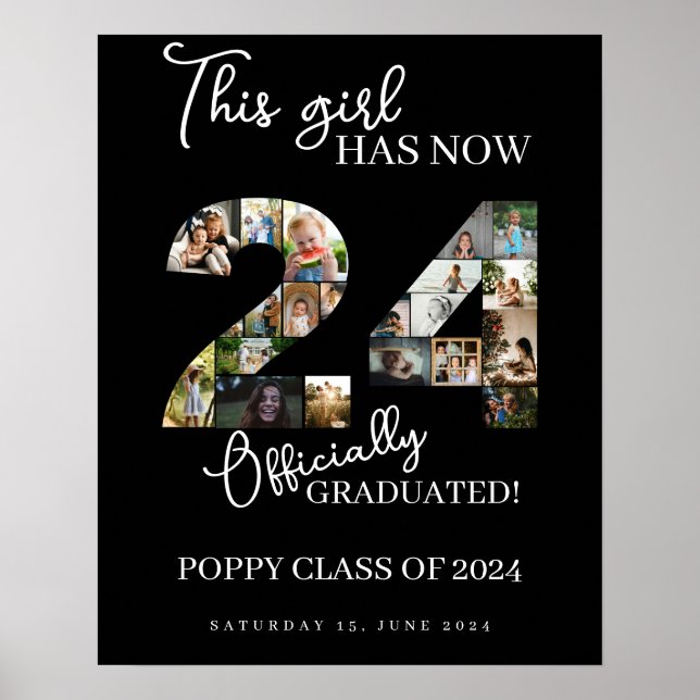 graduation party class of 2024 photo montage sign (Front)