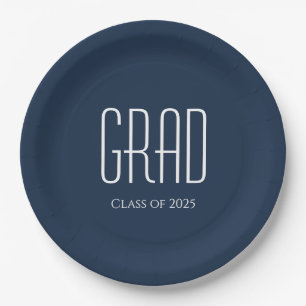 Graduation Party Class of 2025 Navy Blue Paper Plate