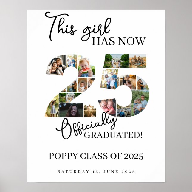 graduation party class of 2025 photo montage sign (Front)