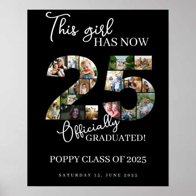 graduation party class of 2025 photo montage sign (Front)