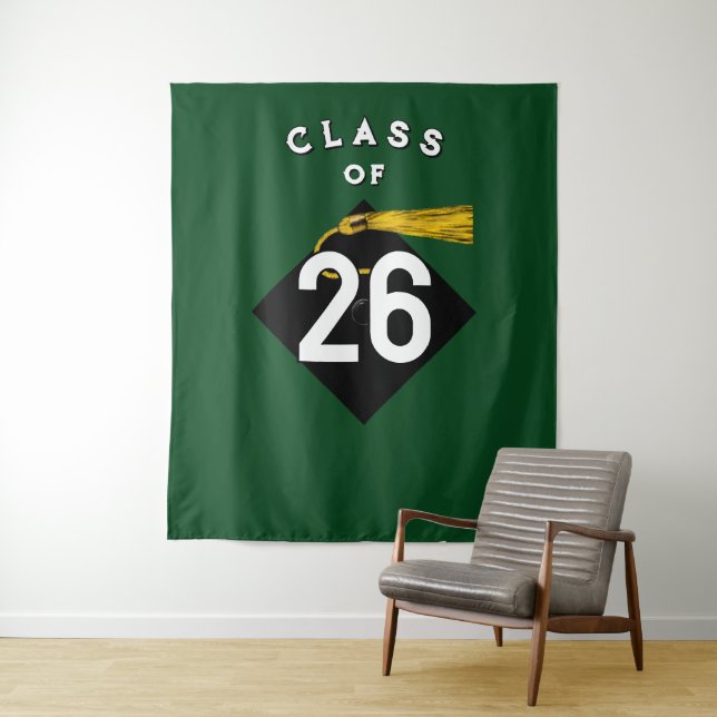 Graduation Party Class of 2026 Photo Backdrop Tapestry (In Situ)