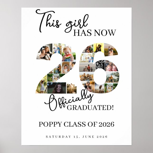 graduation party class of 2026 photo montage sign (Front)