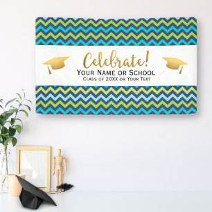 Graduation Party Class of 20XX Colourful Chevron Banner