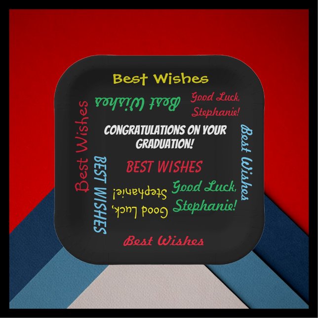 Graduation Party Colourful FUN Square or Round Paper Plate (Creator Uploaded)