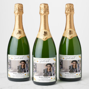 Graduation Party Congrats floral Sparkling Wine La Sparkling Wine Label