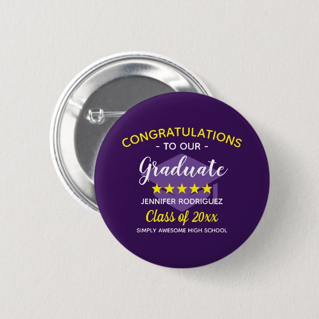 Graduation Party Congratulations To Our Graduate 6 Cm Round Badge (Front & Back)