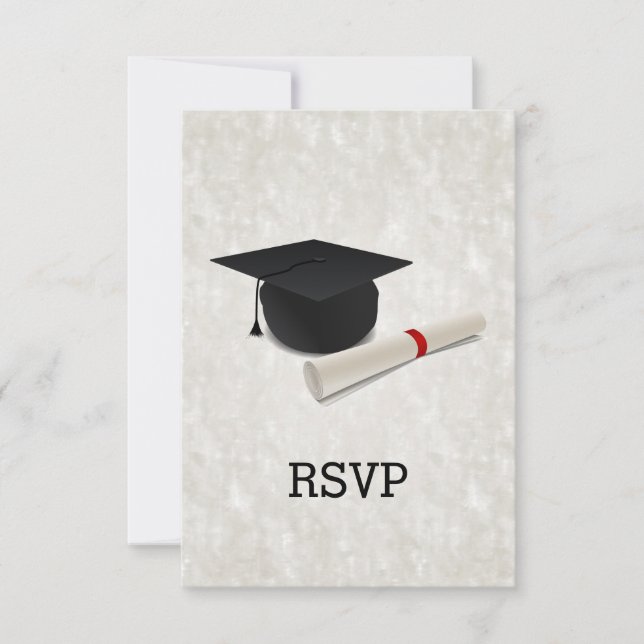Graduation Party Diploma Customisable RSVP Reply Card (Front)
