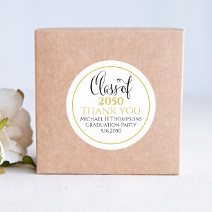 Graduation Party Elegant Gold Modern Script  Classic Round Sticker