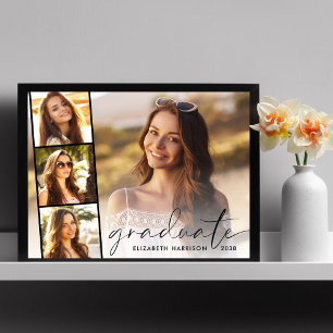 Graduation Party Elegant Script 4 Photo Poster