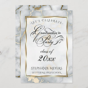 Graduation Party Faux Italian Gold Marble Invitation
