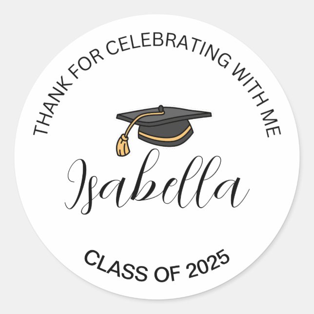 Graduation Party Favour Labels, Graduation Party F Classic Round Sticker (Front)
