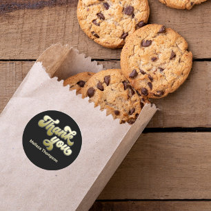 Graduation Party Favour Thank You Black & Classic Round Sticker