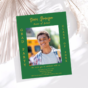 Graduation party forest green photo invitation