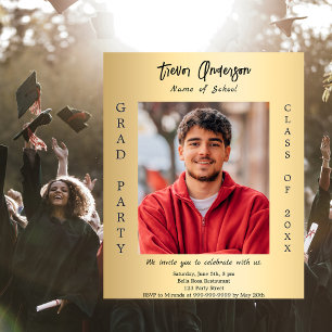 Graduation party gold photo 2025 invitation