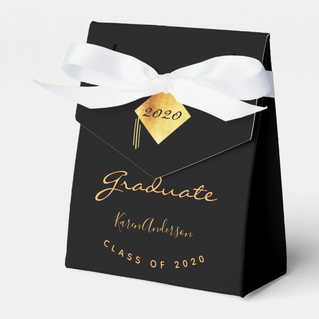 Graduation party graduate black gold 2025 favour box (Front Side)