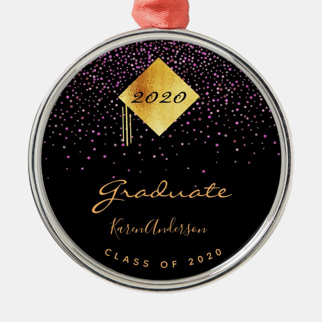 Graduation party graduate black purple 2025 metal tree decoration (Front)