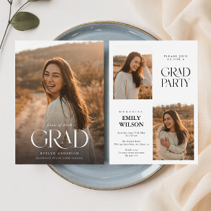 Graduation Party Graduate Multi Photo Invitation