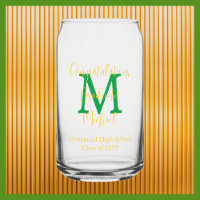 Graduation Party Green Monogram Gold Name
