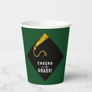 Graduation Party Green Paper Cups
