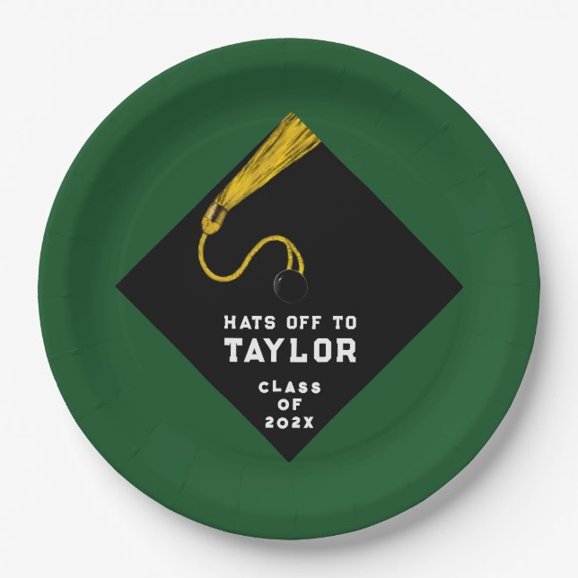 Graduation Party Green Paper Plates (Front)