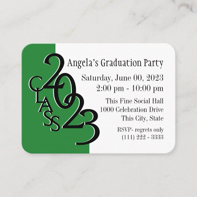 Graduation Party Green Photo Insert Card 2023 (Front)