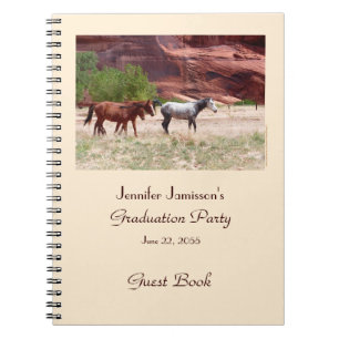 Graduation Party Guest Book, Horses in Canyon Spiral Notebook