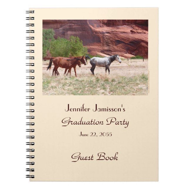 Graduation Party Guest Book, Horses in Canyon Spiral Notebook (Front)