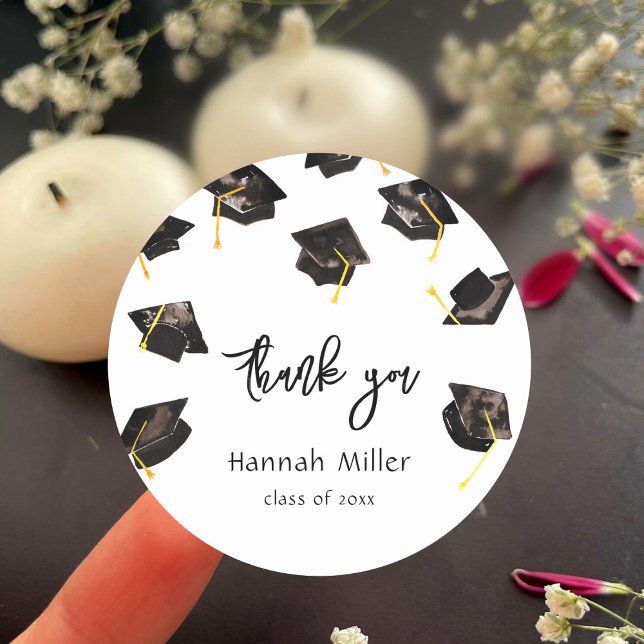 Graduation Party Happy Hats Classic Round Sticker (Creator Uploaded)