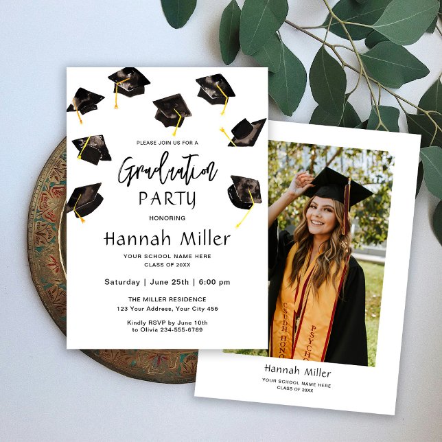 Graduation Party Happy Hats Photo Invitation (Creator Uploaded)