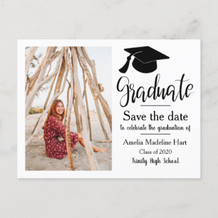 Graduation Party Hat Save The Date Photo Postcard