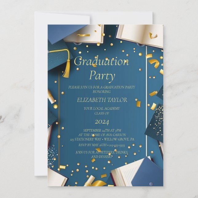 Graduation Party I Blue Invitation (Front)