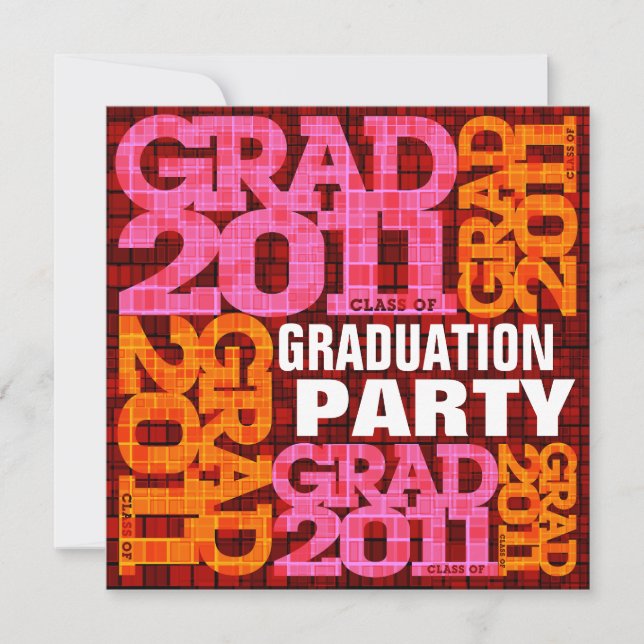 Graduation Party Invitation 2011 Orange Pink (Front)