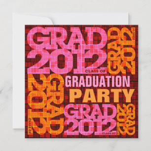 Graduation Party Invitation 2012 Orange Pink