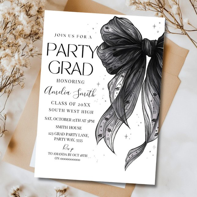 Graduation Party Invitation Black Bow Graduation A (Creator Uploaded)