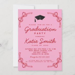 Graduation Party Invitation, Doodles BowGraduation Invitation