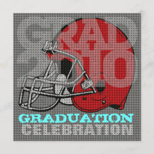 Graduation Party Invitation Football Helmet 2 Red
