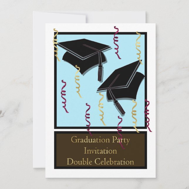 Graduation party Invitation for twins (Front)