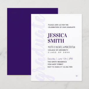 Graduation Party Invitation Modern Simple Red Post Postcard