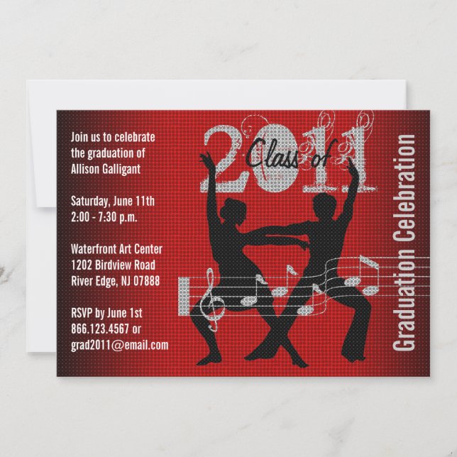 Graduation Party Invitation Music Dancing 1 (Front)