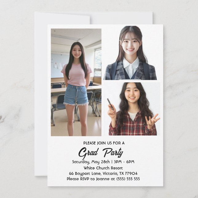 Graduation Party invitation on postcard (Back)