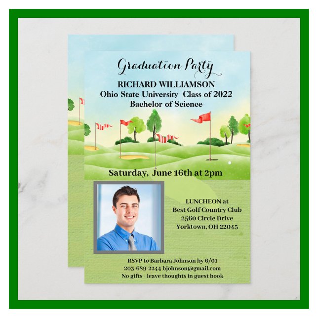 Graduation Party Invitation Photo Golf (Creator Uploaded)