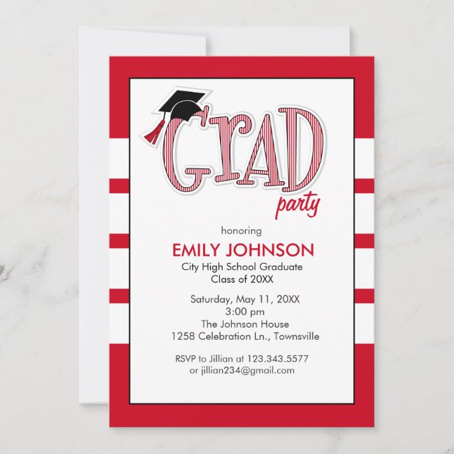 Graduation Party Invitation Red (Front)