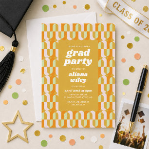 Graduation Party Invitation Retro Groovy